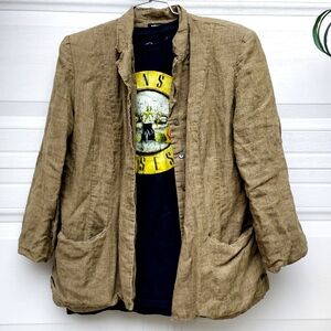 Valerie Stevens Women's Brown Lightweight Linen Jacket 3/4 Sleeve